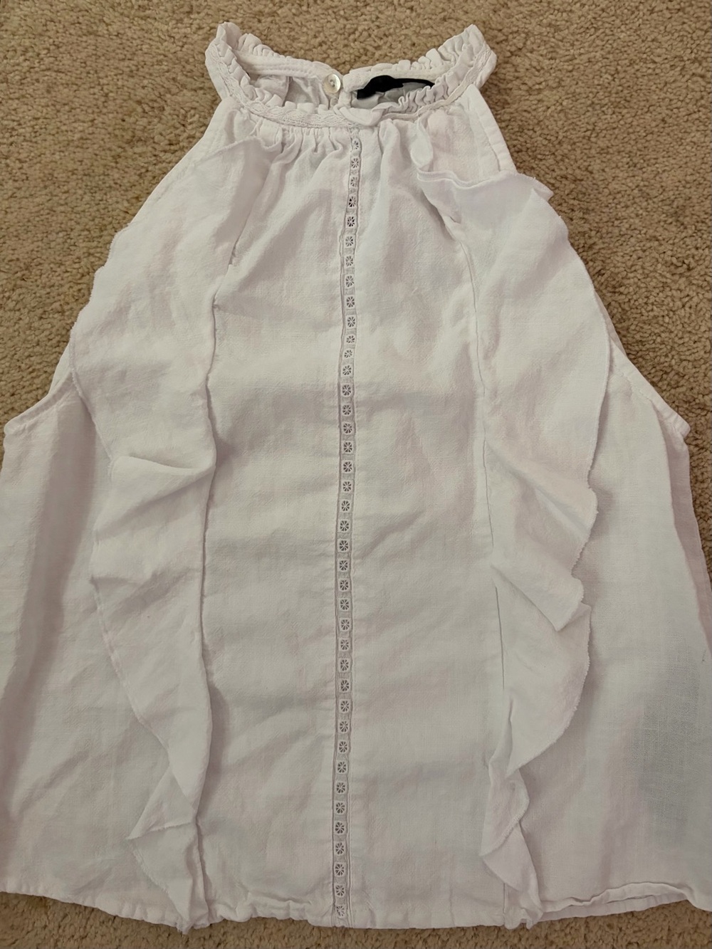 Zara White Ruffled Blouse